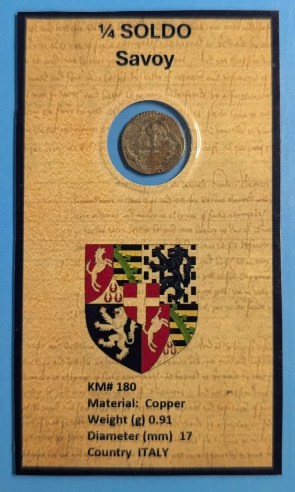 1580 -1630 Italy Duchy of Savoy 1/4 Soldo Carlo Emanuele I #S3 - Image 2 of 2