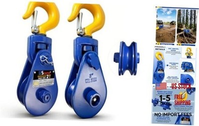 2 Ton (4,400Lbs) Snatch Blocks with 2Ton Load Capacity 2 Pack-Hook Style