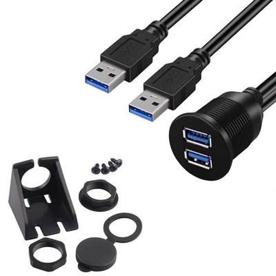 USB 3.0 Panelmontage Adapter Kabel Stecker auf Buchse 2m für Auto LKW Boot