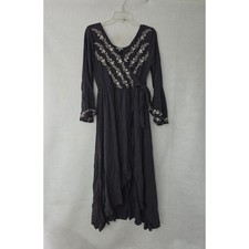 Jodifl Wrap Maxi Dress Womens Small Charcoal Gray Floral Embroidered Boho J3292