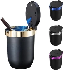 Car Ashtray with lid Portable Ash 4.1*4.1*1.4 inches(10.3*10.3*3.5cm), Gold 