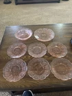 Lot Of 8 Pink Depression Glass SaucersCherry Blossom Jeannette Glass Co 1930-39