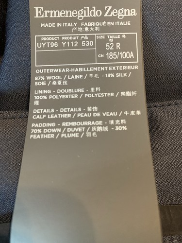 Ermenegildo Zenga Quilted Wool Navy Blue Down Vest Full zip 52R Italy 42 US - Picture 16 of 23