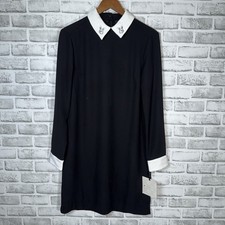 Victoria Beckham for Target Black Shift Dress Bunny Collar Long Sleeve NWT Small