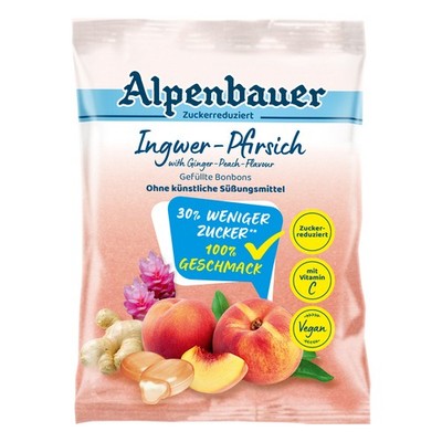Alpenbauer Ingwer Pfirsich gefüllte Bonbons zuckerreduziert 60g