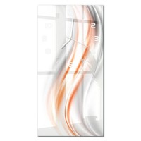 Glas-Wanduhr Glasuhr Im Hochformat Wellen-Abstraktion WeißE Zeiger 30X60 Cm
