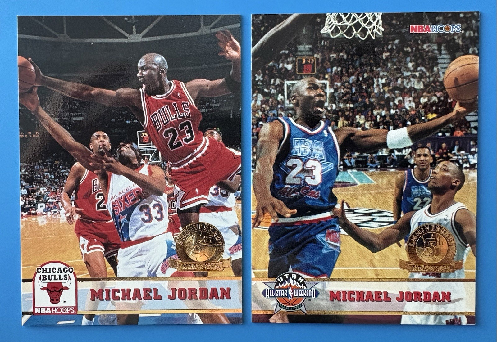 1993-94 NBA HOOPS MICHAEL JORDAN #28 & 257 GOLD 5TH ANNIVERSARY SP