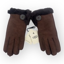 NWT UGG Sheepskin Slim Side Vent Gloves in Chocolate Brown