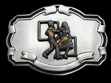 MI01171 VINTAGE 1970s SQUARE DANCING COUPLE WESTERN COWBOY BELT BUCKLE