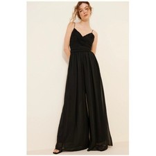Mac Duggal Sleeveless Ruched Tie Wide Leg Jumpsuit Black Size S