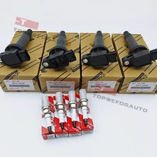 4PCS Ignition Coils + Iridium Spark Plugs For 2001-2010 Toyota Yaris Prius Echo