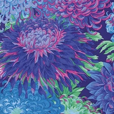 Japanese Chrysanthemum, Blue  - Kaffe Fassett Quilt Fabric  Cotton One Yard Cut
