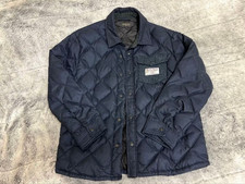 Harris Tweed Quilted Coat Size 3L Navy Gift From Japan