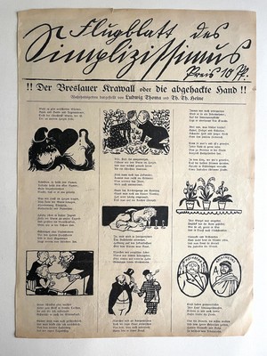 Simplicissimus, leaflets, Ludwig Thoma, Thomas Theodor Heine, cartoon