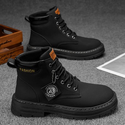 Men High Top Denim Boots Casual Trendy Mountain Hiking Outdoor Sports Shoes 