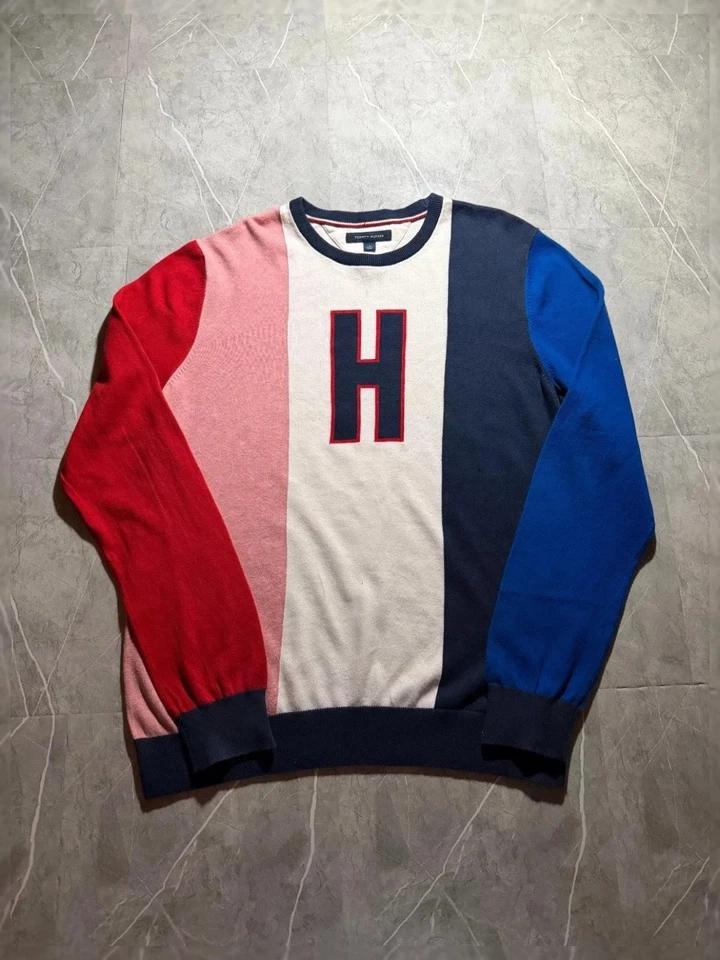 Pull Tommy Hilfiger, Col Rond Crewneck, Sweat Coton, Logo brodé H #MPTM2 - Photo 1/4