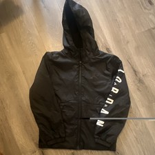 Jordan Boys Hooded Full Zip Puffer Jacket Black/White Size M