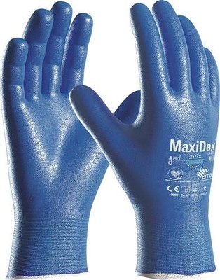 12er PACK(Paar) ATG 2707-10 Handschuhe MaxiDex  Größe 10 blau EN ISO 374-5/EN 38