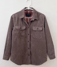 LOVE TREE Women's Corduroy Shacket Sz S Fleece-Lined Button Front Shirt Jacket