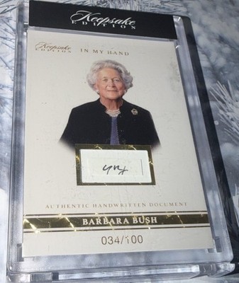 2024 Keepsake Edition In My Hand Barbara Bush Relic Authentic Hand Written 