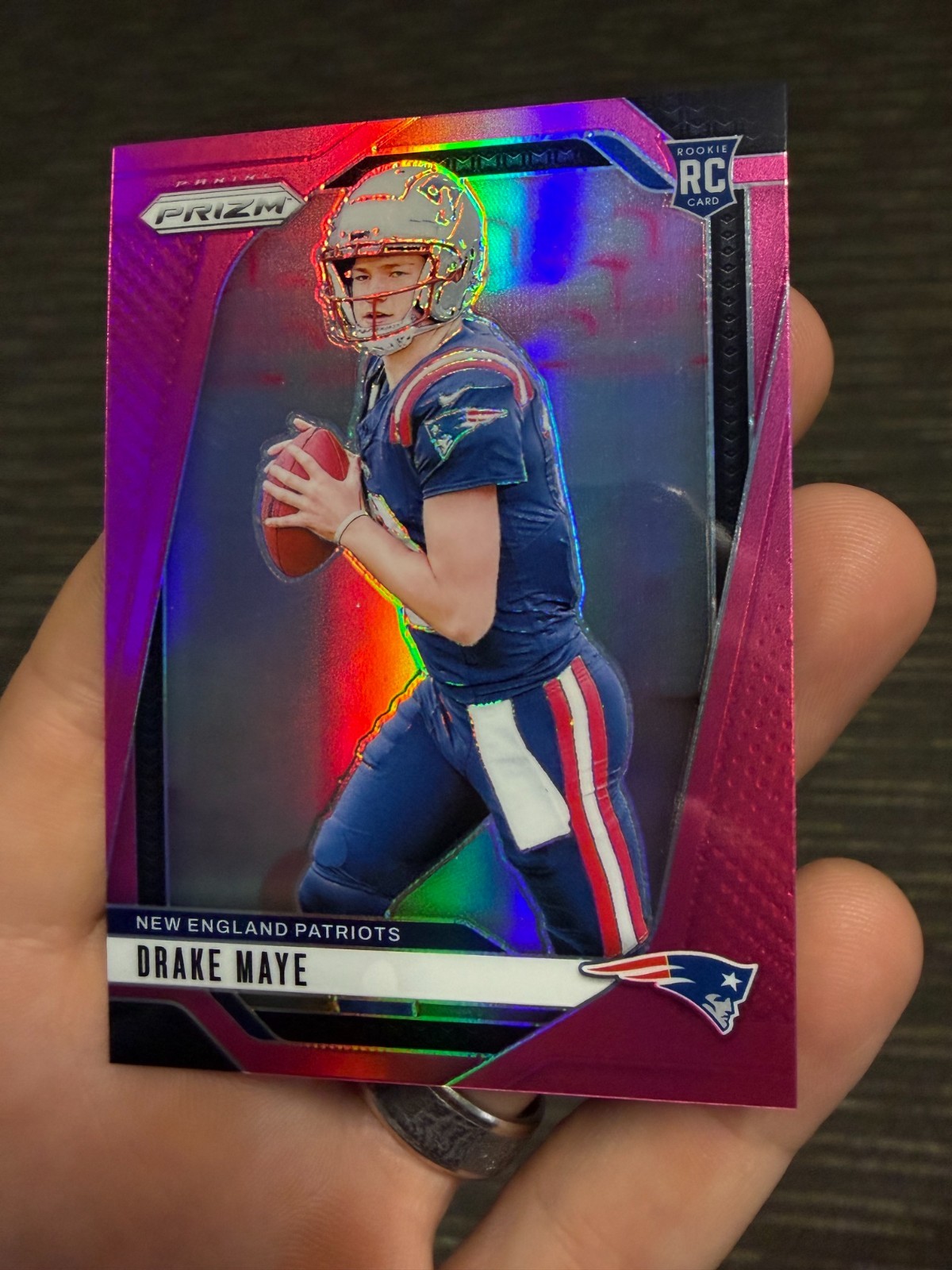 2024 Panini Prizm Pink Drake Maye Rookie New England Patriots Holo RC #329