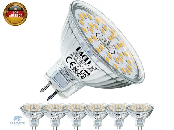 Eacll GU5.3 LED 4000K 6W Ersetzt 50W Halogen MR16 GlüHbirne, 6Er-Pack.-image