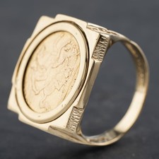 Second Hand 9ct Yellow Gold Half Sovereign Mount Only Coin Ring 41201164 - pa...