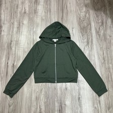Knit Works Girls Full Zip Olive Green Sweatshirt Size L 14 