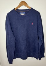 Polo Ralph Lauren Pony Crewneck Pullover Sweater 100 Cotton Navy Blue Mens XL