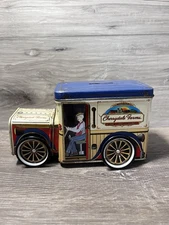 Vintage Truck Tin with Wheels and Bank Slot Cherrydale Farms Front Is Removable