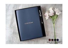 Acuto A4 Personalised Italian Leather Refillable Journal Gift Set - Navy