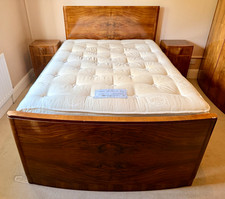 Art Deco Vono Walnut Bedroom Furniture: Double Bed, Wardrobes, Bedside Cabinets