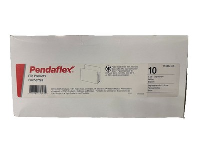 Pendaflex File Pockets, 5 1/4'' Expansion, Letter Size, 30% Recycled, Brown, 10Pk