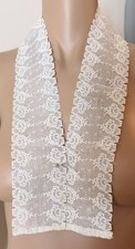 Vintage Lace Collar Off White Fine Cotton Floral Embroidered 3 W x 34 L