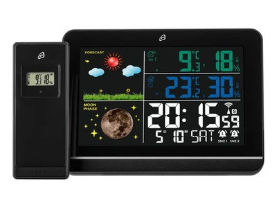 AURIOL Premium Wetterstation Wetteranzeige Datum Farbdisplay kabellos schwarz