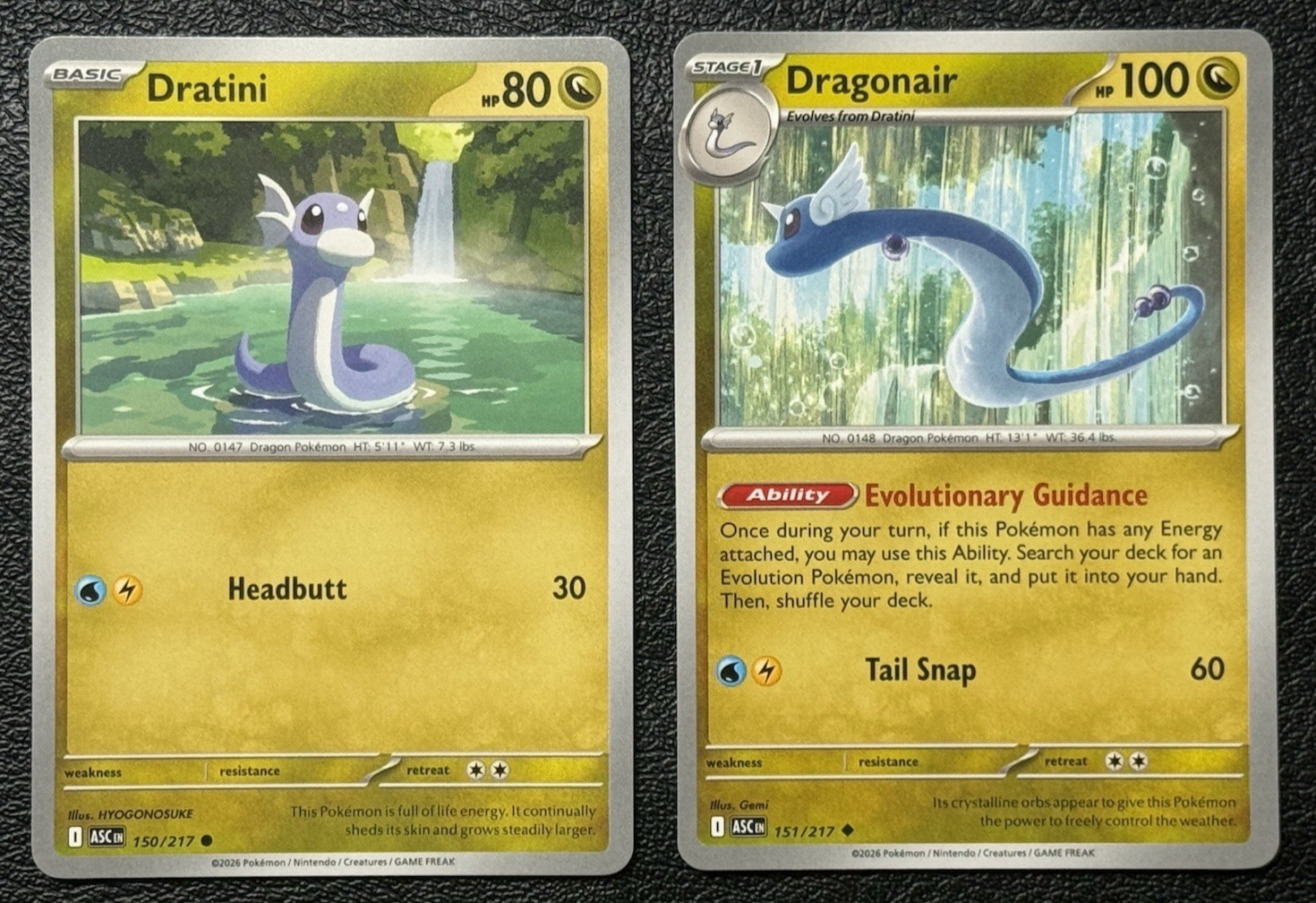 Dratini 150/217 + Dragonair 151/217 - Pokémon TCG: Ascended Heroes - NM
