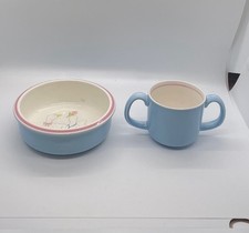 Vintage Mikasa Feathered Friend Bowl And Cup Set Toddler Feeding