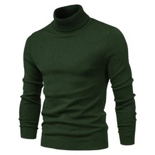 Warm Mens Jumper Men Turtleneck Ribbed Knit Pullover Casual Sweater Long Sleeve