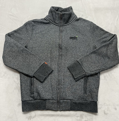 Superdry Orange Heren Sweatshirt Men Large Gray Classic Fleece Full Zip Jacket