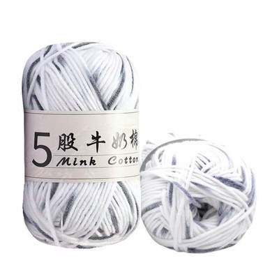 2 Skeins 50g Milk Cotton  White Ash  Gradient Yarn, DIY Knit Crochet Projects