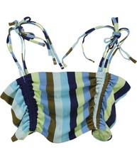 American Eagle Womens Stripe Bandeau Swim Top, Blue, X-Large