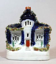 Fine Colorful Mid-Victorian Staffordshire Cottage Decorated with Floral Brocage