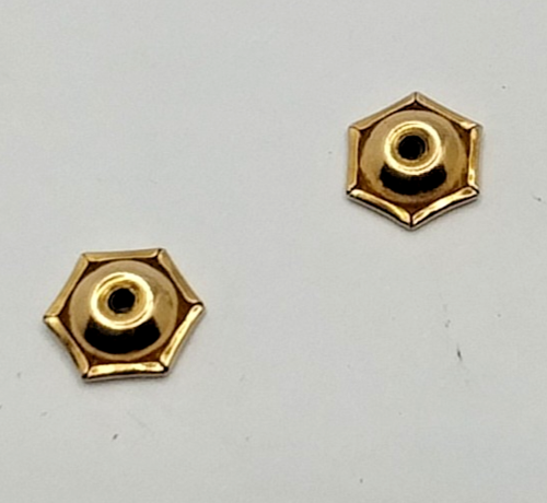 Paire d'anciennes boucles d'oreilles poinçonnées hexagonales en or 9 carats assorties - Photo 2/5
