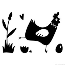 Chicken With Eggs - Decal Sticker - Multiple Colors  Sizes - ebn6451