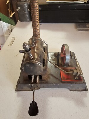 Vintage Wilesco Model D-10 Live Steam Engine Stationary Metal Tin Germany Toy 