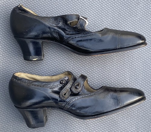 1913 Negro Niño Cuero Forrado Goodyear Tacones Muy Estrechos - Aproximadamente 6,5-7 Botones - Imagen 10 de 15