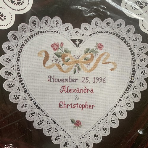 Wedding Heart Doily Cross Stitch Kit Bucilla NIP 16 in - Picture 3 of 9