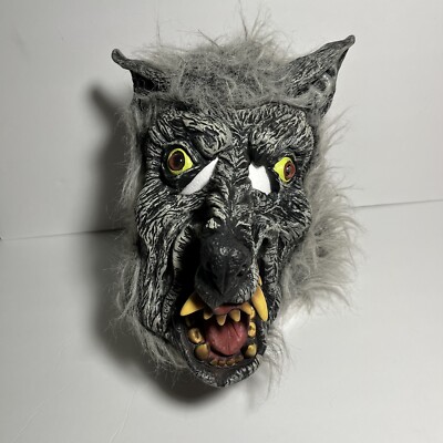 Gray Grey Werewolf Were Wolf Wolfman Fang Glass Eyes Halloween Mask