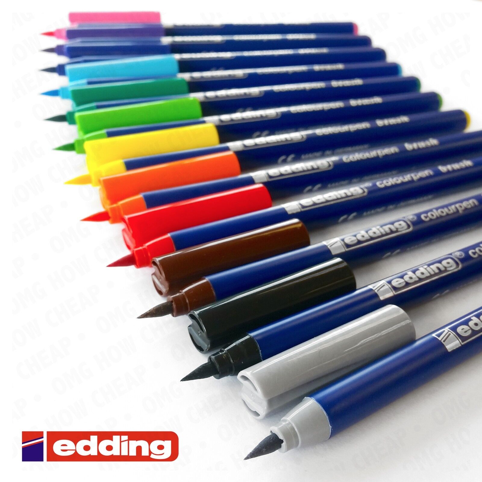 Edding - Colourpen - Brush Tipped brush Pen - Wallet of 12 Colouring Markers