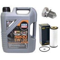 MotoröL Set 5W-30 5 Liter + ÖLfilter + ÖLablassschraube FüR Audi Seat Skoda VW